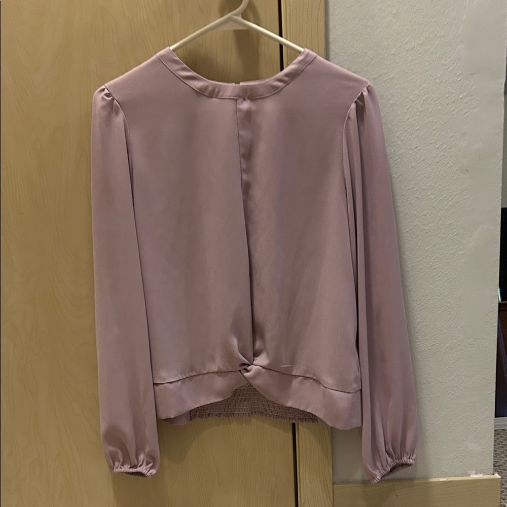 Nine West Dusty Rose Long-Sleeve Twist-Back Blouse